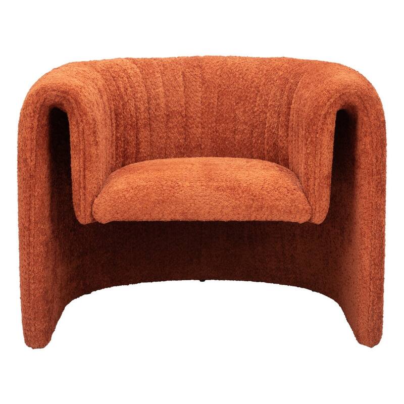 HomeRoots 37" Burnt Orange Sherpa And Upholstered Tufted Arm Chair - 37' X '27.6' X '30