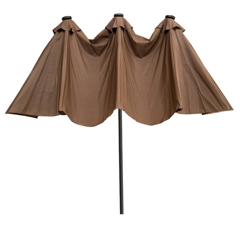 Ainfox 15ft Patio Umbrella with Base Outdoor Umbrella with Lights