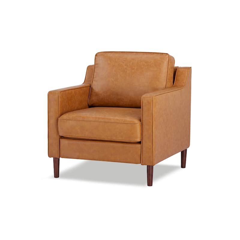 Artdeco Home - Sedona Modern Accent Chair, Faux Linen / Vegan Leather Armchair