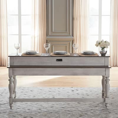 Ocean Isle Antique White & Weathered Pine Console Table
