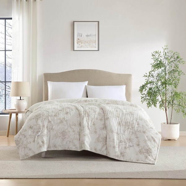 Laura Ashley Plush Knitted Heated Blanket Reversing To Ultra-Soft