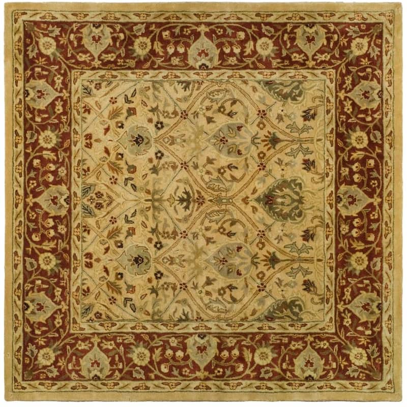 SAFAVIEH Handmade Persian Legend Pietra Traditional Oriental Wool Rug - 8' Square - Ivory/Rust