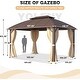 preview thumbnail 130 of 142, Outdoor Hardtop Gazebo Pergola w Galvanized Steel Roof and Aluminum Frame, Prime Curtains and nettings include