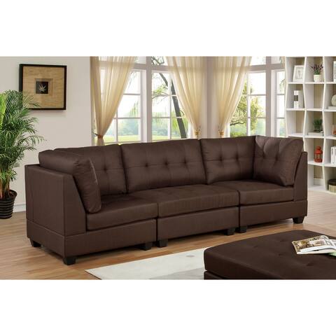 Furniture of America Fini Traditional Brown Fabric Tufted Sofa