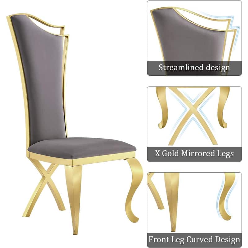 Luxury Upholstered Dining Chairs with Stylish Streamlined High Back with Cabriole X-Shaped Legs