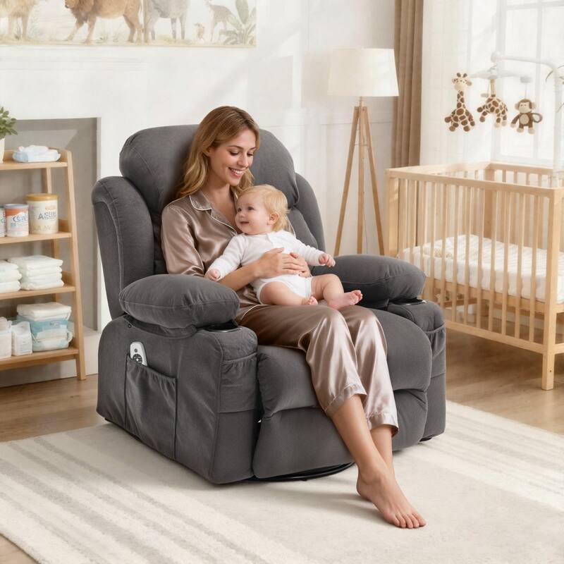 360 Degree Swinging Rotating Recliner - Grey