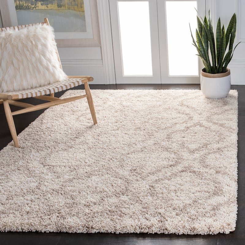 SAFAVIEH Hudson Shag Sheilah Moroccan 2-inch Thick Rug - 3' x 5' - Multi Ivory/Beige