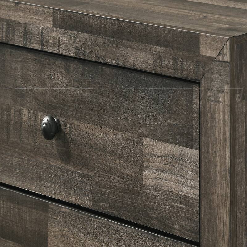 1pc Rustic Two Drawers Storage Nightstand Brown Gray Finish