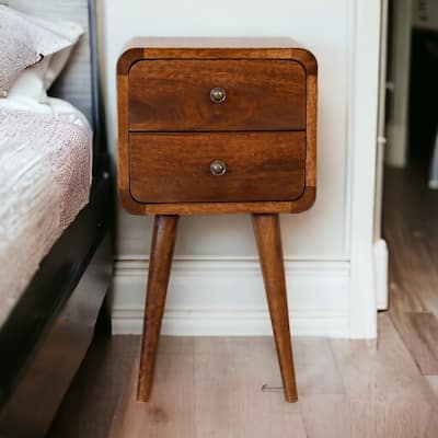 Artisan Furniture Solid Wood Mini Chestnut Curved Nightstand