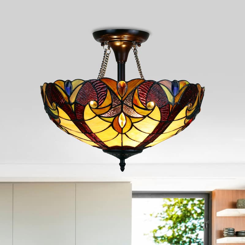 Victorian Design 2-light Dark Bronze Semi-Flush Mount Fixture