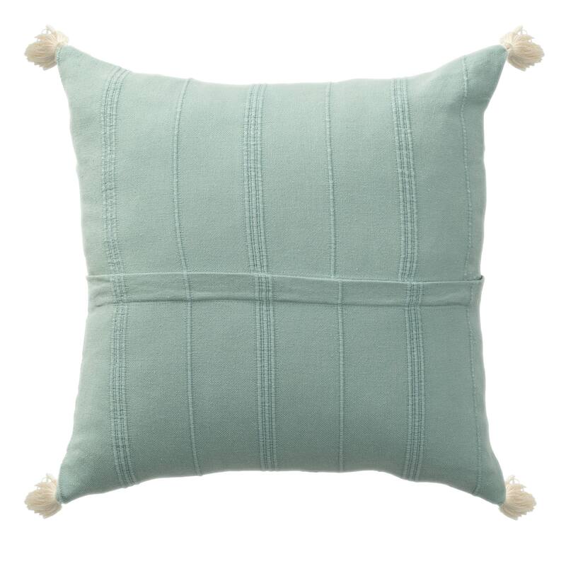 Striped Power-Loomed Cotton Throw Pillow Cover - 18" - Aqua Green