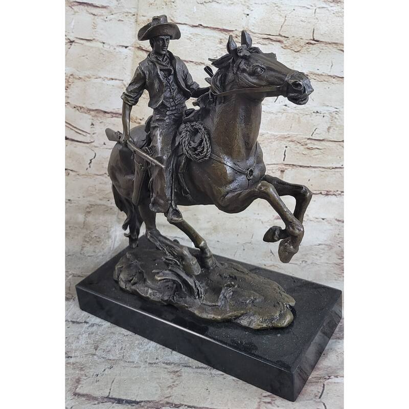 The Arizona Cowboy Bronze Statue, Inspired By Frederic Remington Sculpture Gift