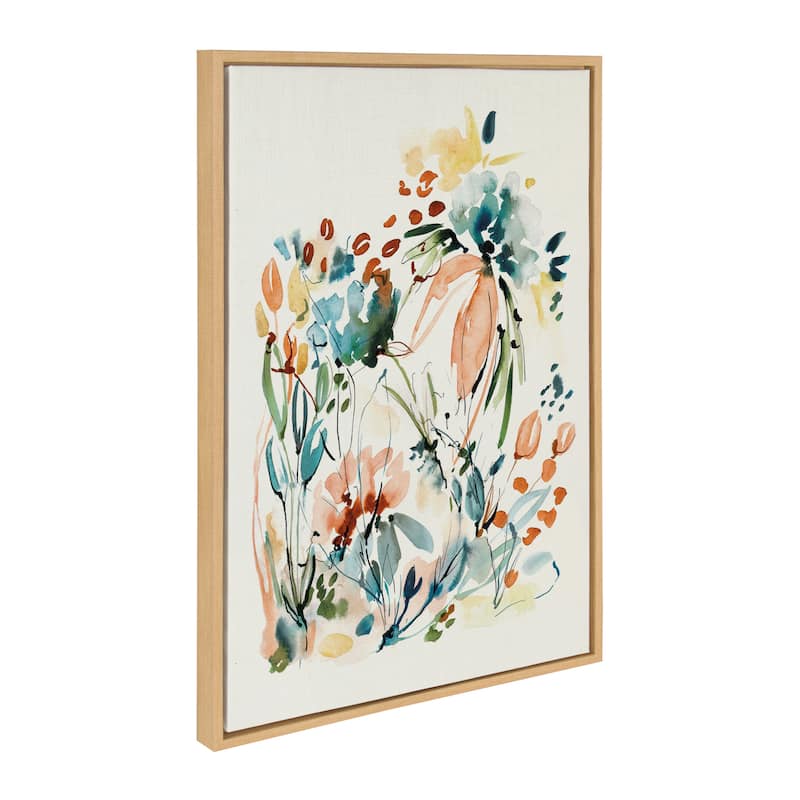 Kate and Laurel Sylvie Awaking Peach Framed Canvas by Sara Berrenson - 23x33 - Plastic - Natural