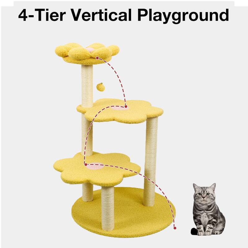 Cat Tree with Removable Cozy Perch & Scratching Posts Hanging, Toy Multi-Level Cat Furniture for Cats to Climb