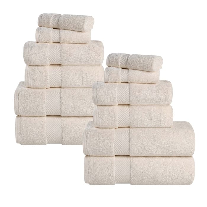 Superior Zero Twist Cotton Soft Absorbent 12 Piece Assorted Towel Set