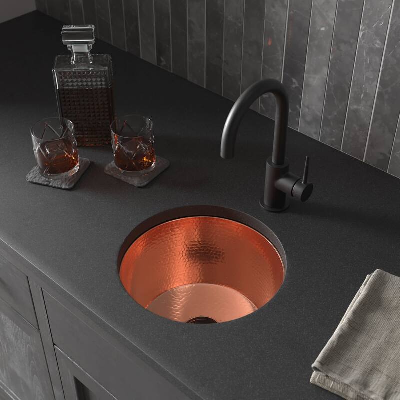 Native Trails Diego 12-1/2" Single Basin Undermount Bar Sink - Polished Copper