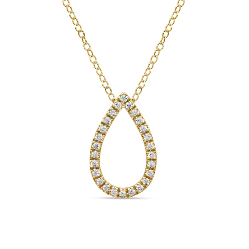 1/6ct - 1ct TDW 14K Gold Open Pear Diamond Pendant Necklace for Women