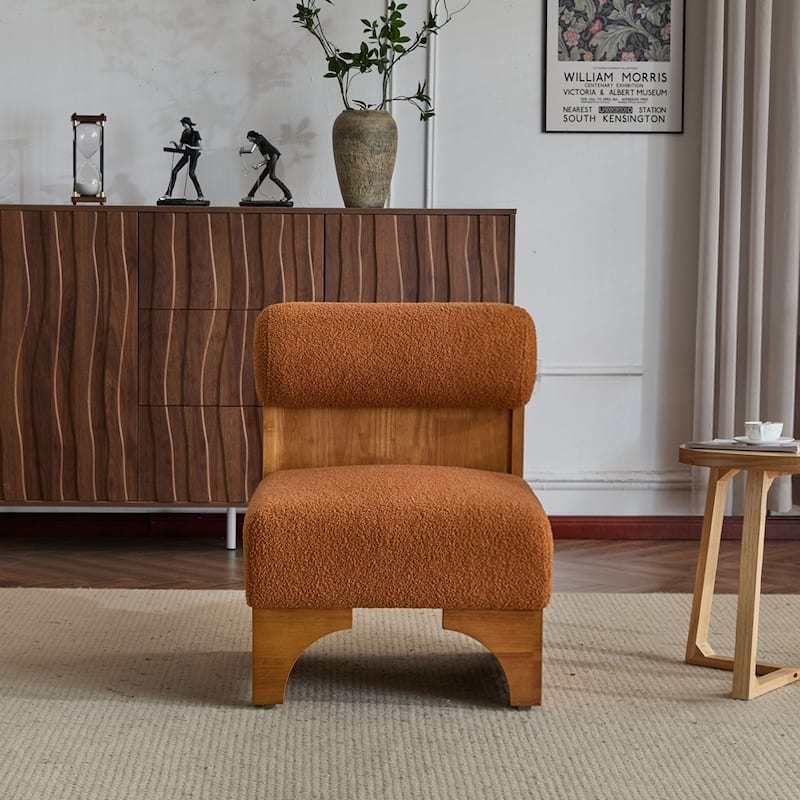 Modern Boucle Lounge Chair with Solid Wood Frame