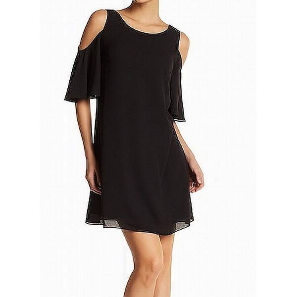 Shop Chelsea28 Black Womens Size Xs Cold Shouder Chiffon Shift