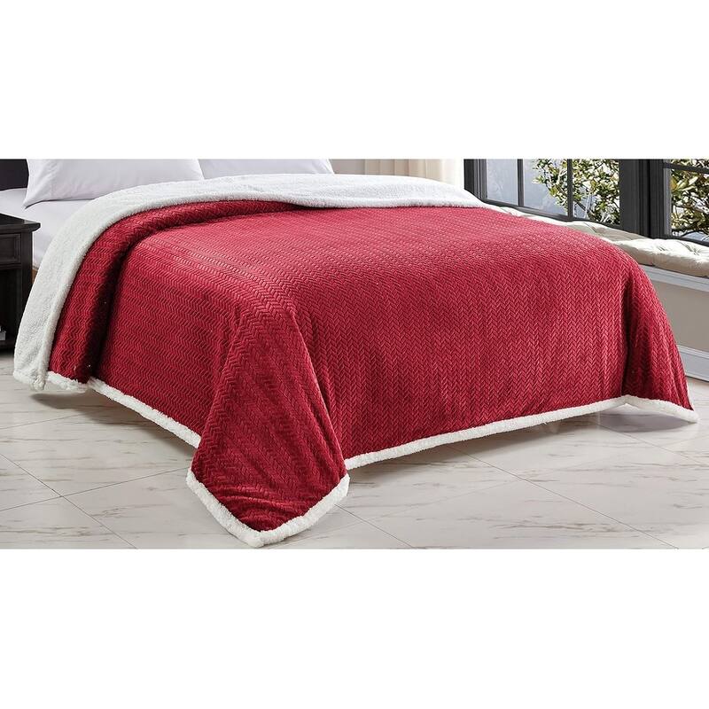 Décor&More HomeEssentials Extra Heavy and Plush Chevron Braided King Size Microplush Jacquard Blanket (102" x 86") - Taupe