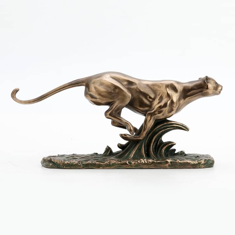 10.24" W PACING CHEETAH Cold Cast Bronze - 2.76"x10.24"x4.53"