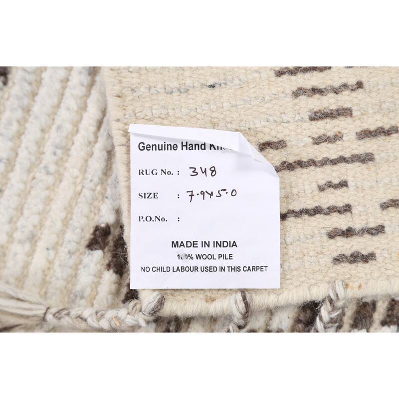 Modern Geometric Oriental Moroccan Wool Area Rug Hand-knotted - 5'0" x 7'9"