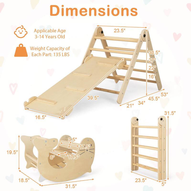 Gymax 7-in-1 Indoor Climbing Toys for Toddlers w/ Reversible Ramp Sea