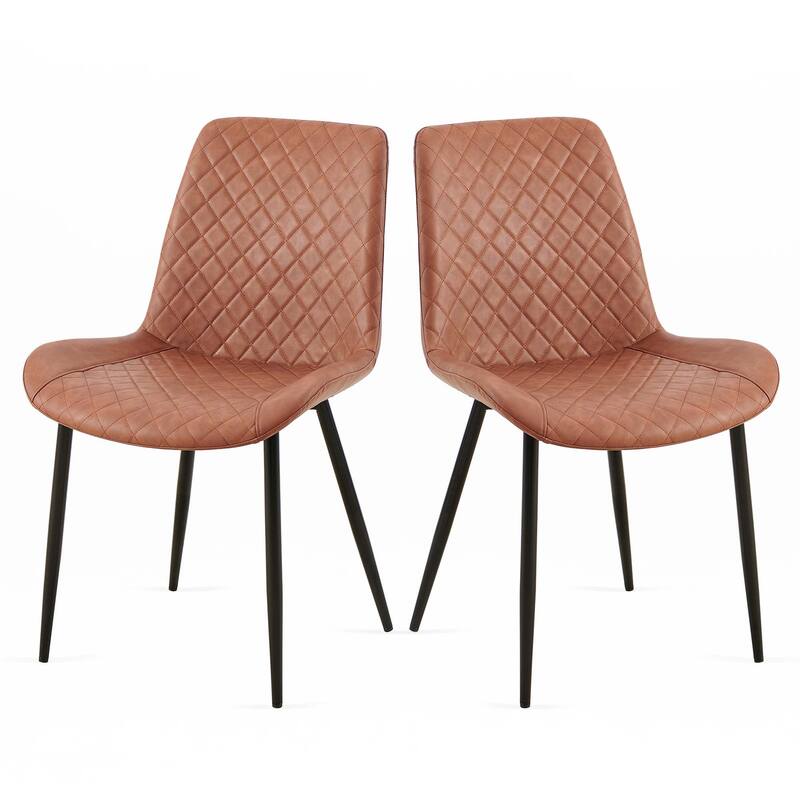 Mid-Century Leathaire Dining Chairs,Side Chair with Metal Legs