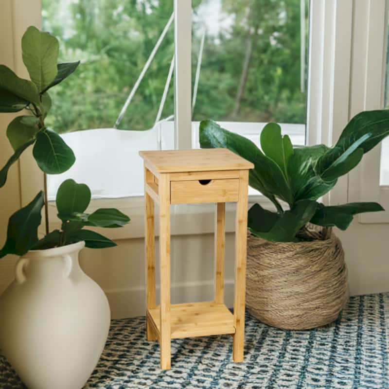 2 Tier Solid Bamboo Plant Stand