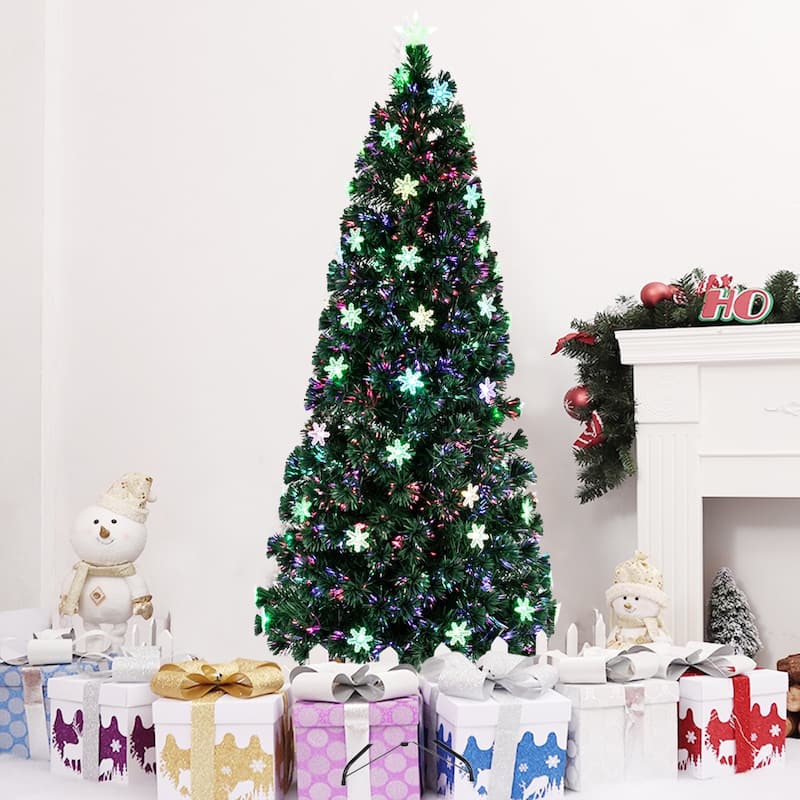 6/7FT Colorful Snowflake Light Artificial Christmas Tree 290 Branches - 7 Foot