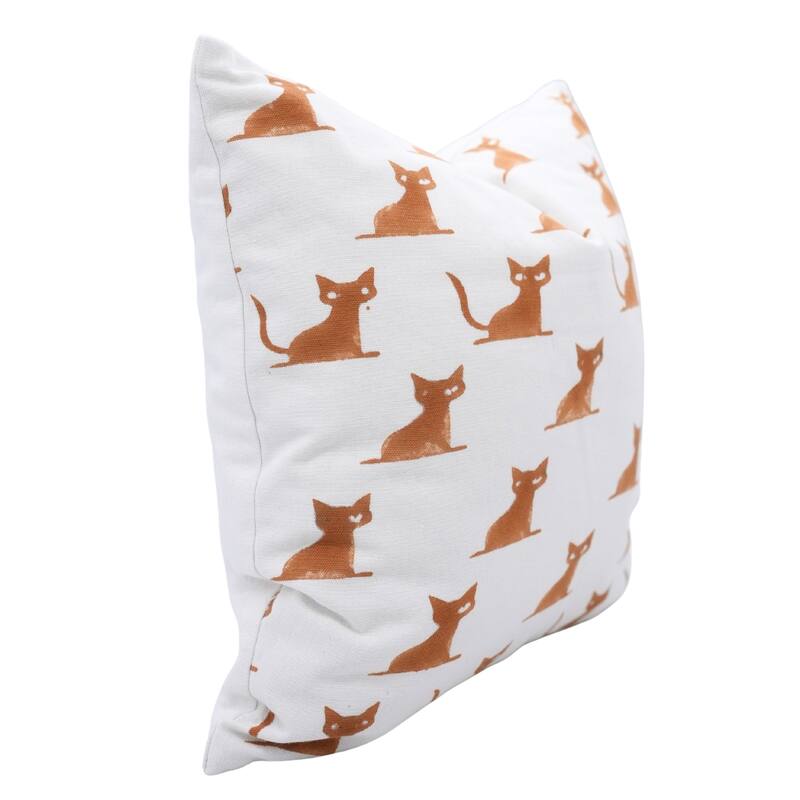 Fabdivine Handmade Block Print Cotton Green Pillow Cover, Pumpkin