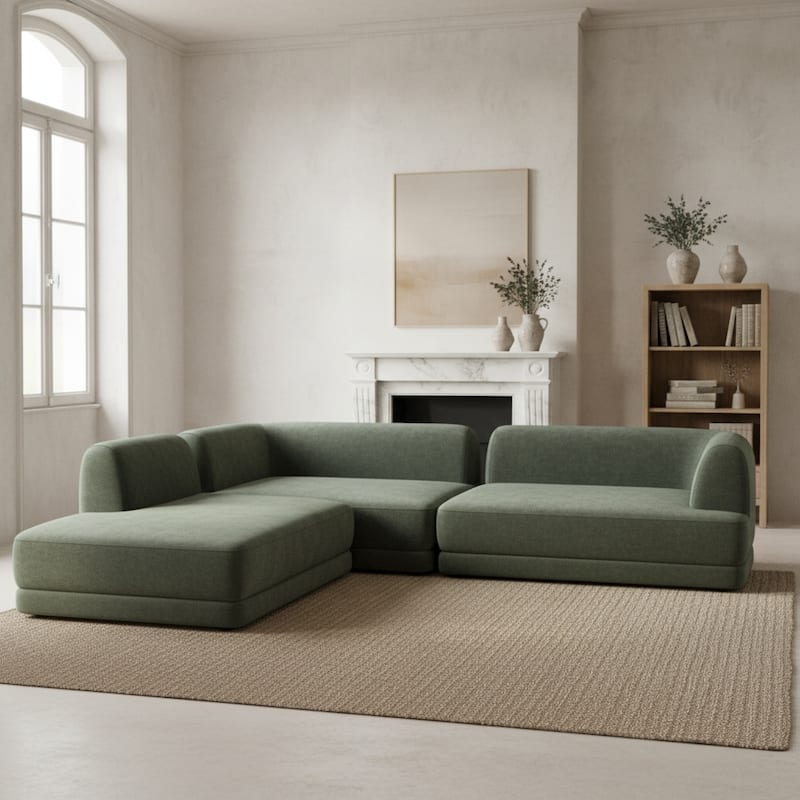 Christopher Knight Home - Modern L-Shaped Sectional Sofa Set & Chaise Lounge, High-Density Compressed Sponge, Fully Assembled