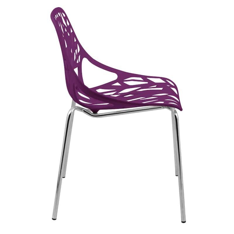 Asbury Stackable Dining Chair with Chrome Legs Side Chair with Modern Cut-Out Design Backrest