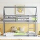preview thumbnail 7 of 9, Twin over Twin Size Rubber Wood Floor Bunk Bed with ladder and Guardrails Grey