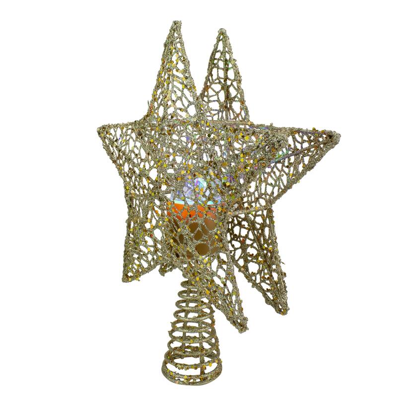 13" Lighted Gold Star with Rotating Projector Christmas Tree Topper - Multicolor LED lights