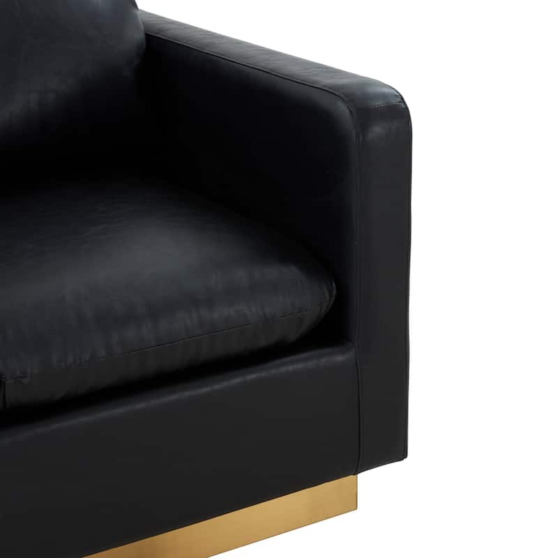 LeisureMod Nervo Modern Leather Accent Arm Chair With Gold Base - 32.75