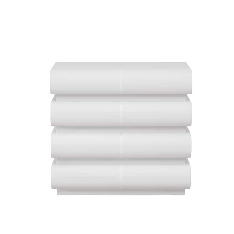 8 Drawer Dresser for Bedroom, White Dresser No Handle, Modern 8 Chest of Drawers with Wide Storage