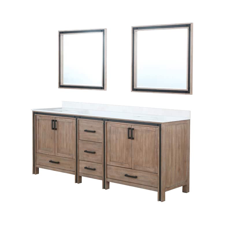 Ziva Bath Vanity, White Quartz Top and Mirrors