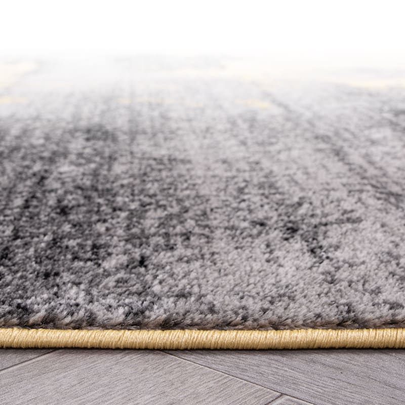 World Rug Gallery Modern Abstract Design Black Area Rug - 2' x 7' - Yellow - Runner