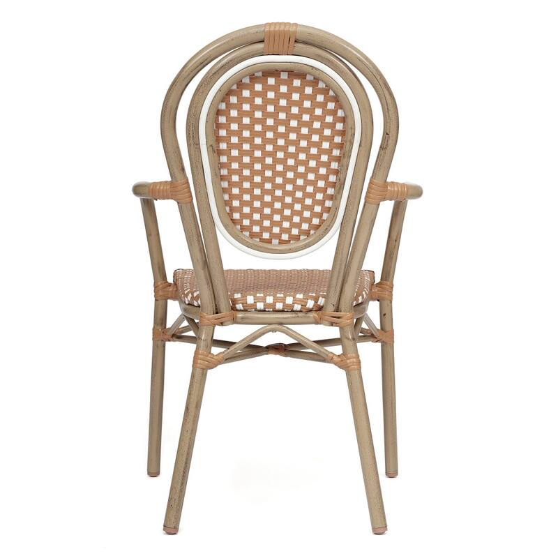 2 Pack All-Weather Commercial Paris Chairs with Arms and metal Frames