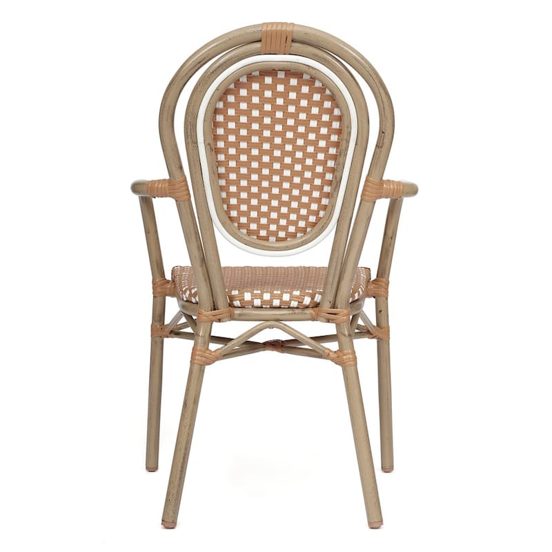 4 Pack All-Weather Commercial Paris Chairs with Arms and metal Frames
