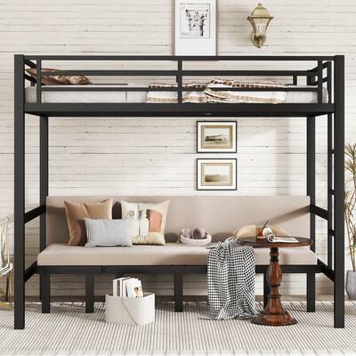 Pull-out Metal Bunk Bed – Lower Bunk Pulls Out In Three Sections; Top Bunk Features Safety Rails; Sleek Black Finish.