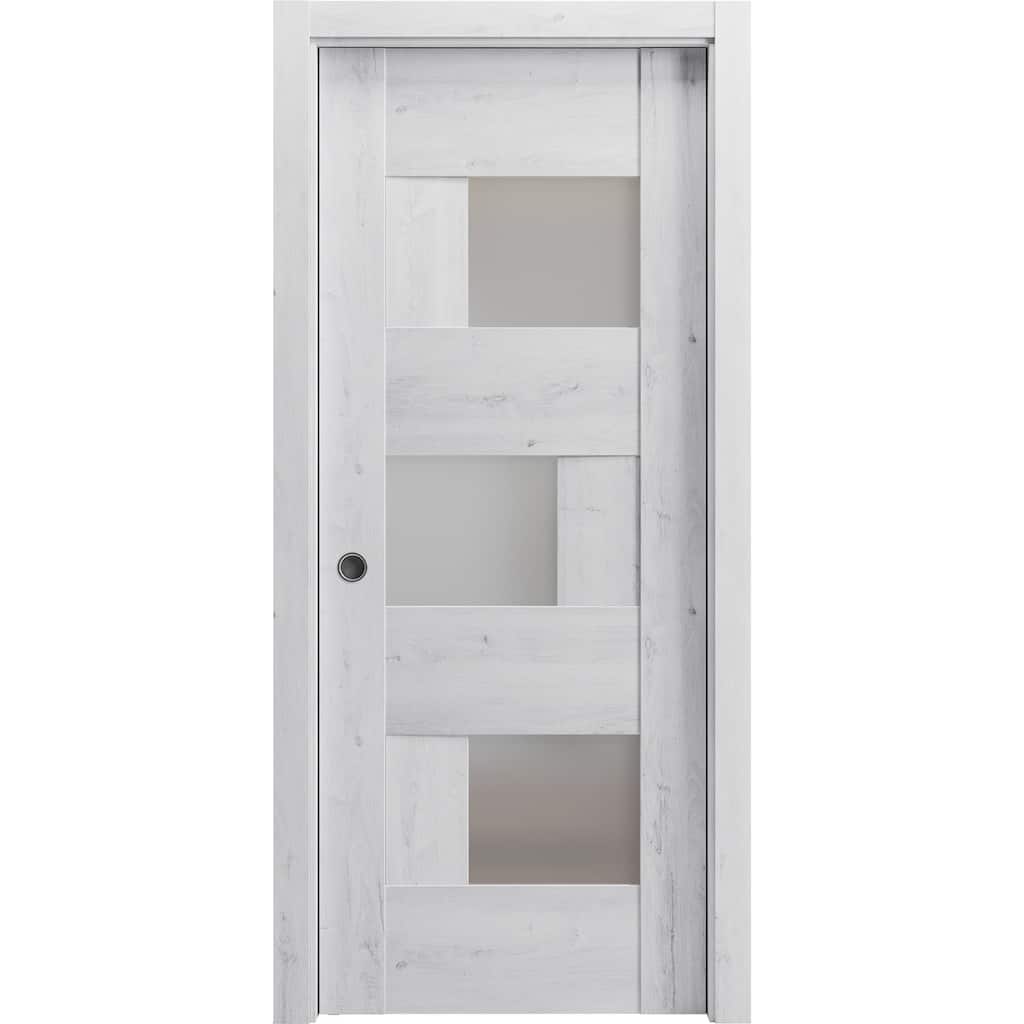 Sliding French Pocket Door | Sete 6933 Nordic White with Frosted Glass