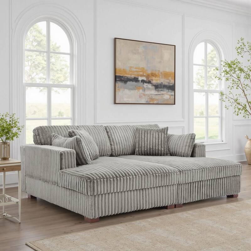 DREAMSIDEA Oversized Modular Sectional Sofa - Light Grey/2 Pillows