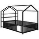 preview thumbnail 9 of 10, Full Size House shape Platform Bed with 3-Removable Storage Shelves, Metal Kids Bed Frame with Fence-shaped Guardrail, Black