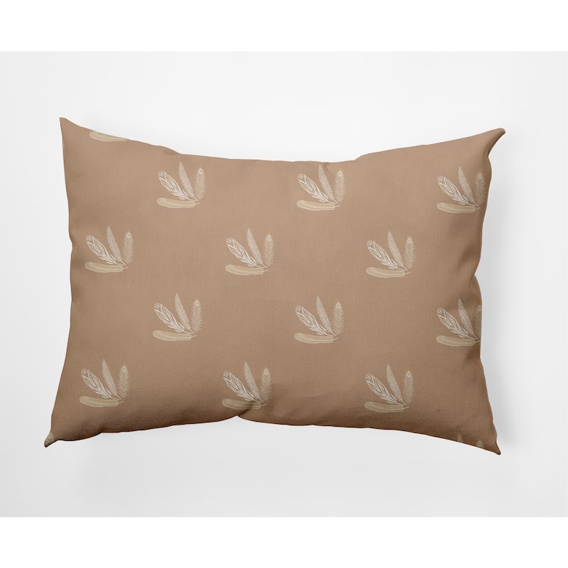 Feather Pattern Decorative Throw Pillow - Brown - 14" x 20"