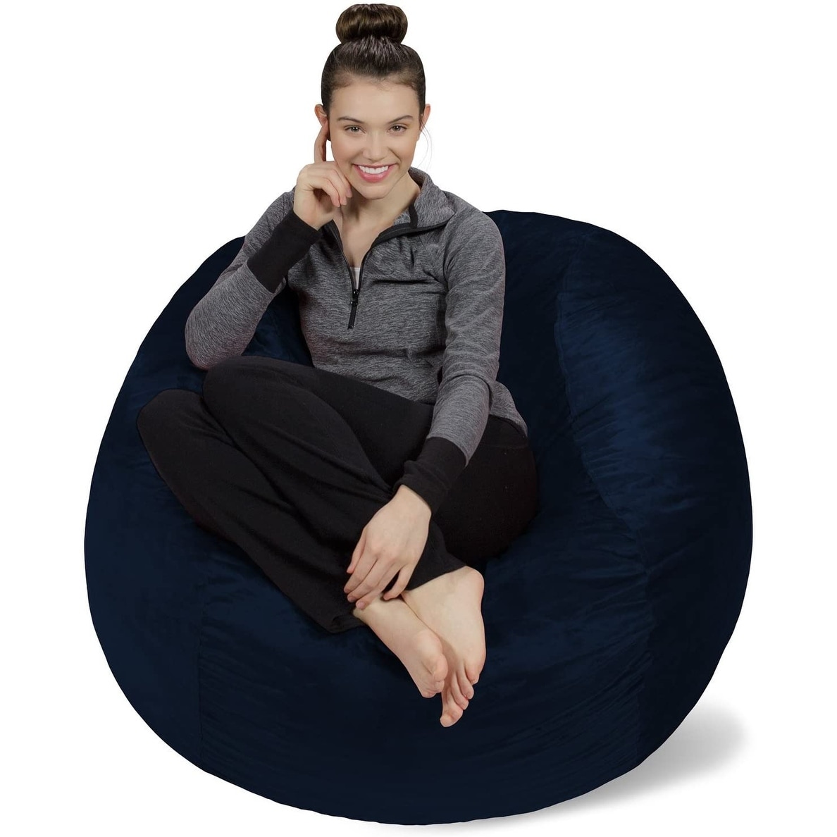 Lumaland Luxury 3-Foot Bean Bag Chair with Microsuede Cover Navy Blue,  Machine Washable Big Size Sofa and Giant Lounger Furniture for Kids, Teens  and Adults : : Home