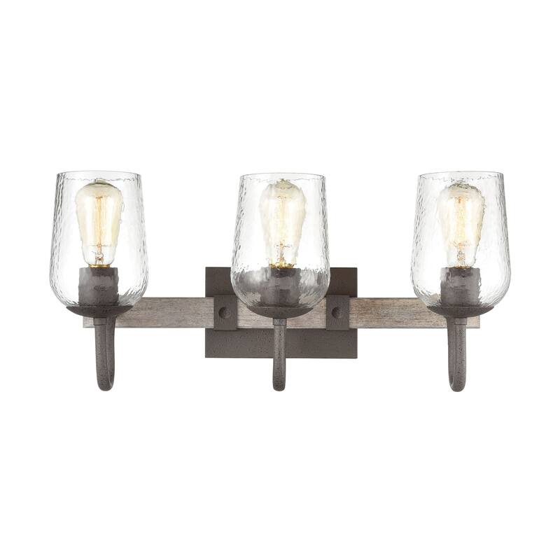Elk Home Dillon Vintage Rust With Hammered Glass 3 Light Vanity Light