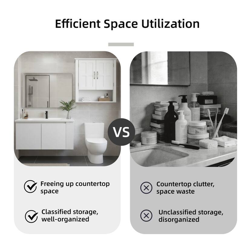 Bathroom Wall Storage Cabinet, Multi -functional Wall Mounted Cabinet with Adjustable Shelves, Medicine Cabinet