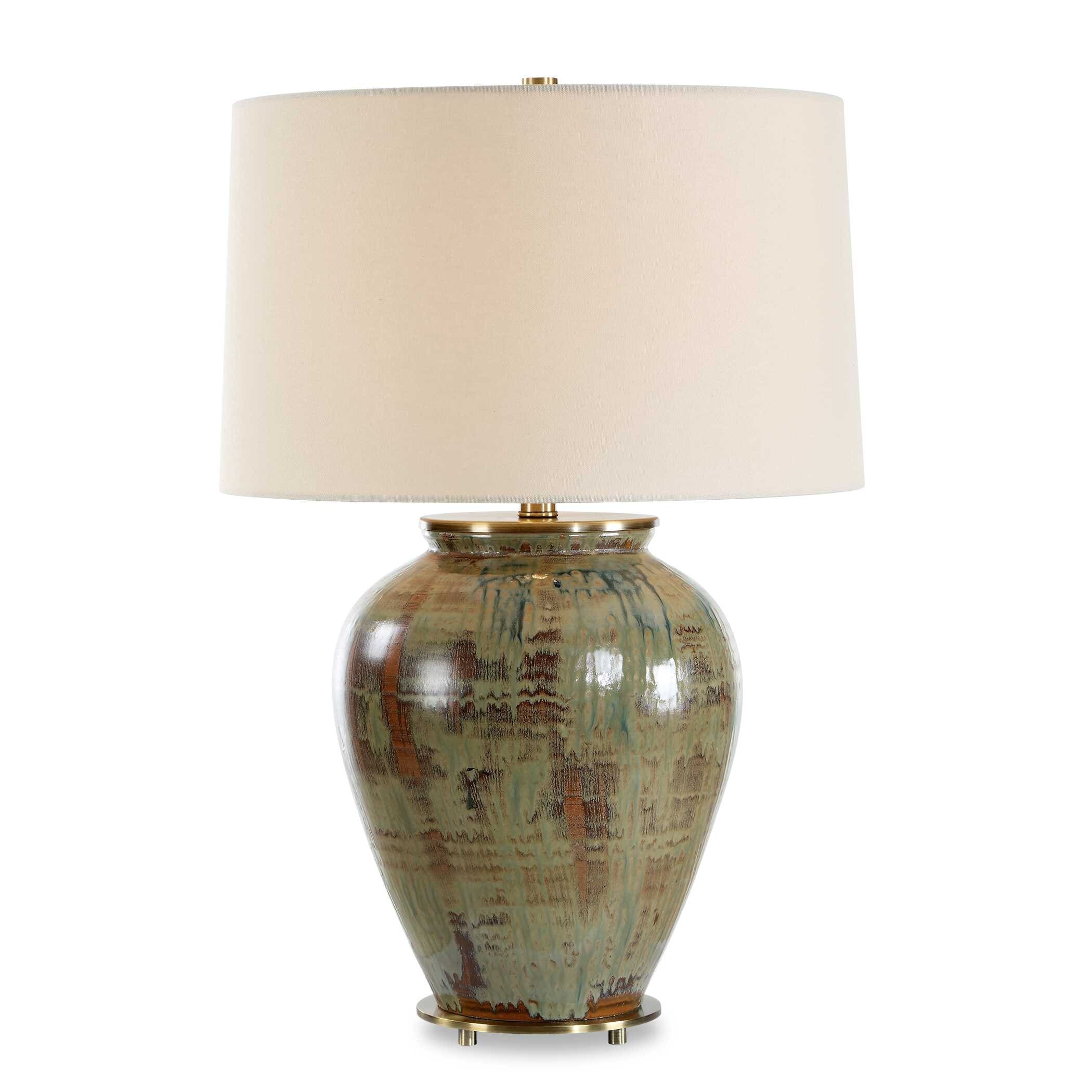 Uttermost Olisa Brown Green Table Lamp - 17.00" W x 25.00" H x 17.00" D
